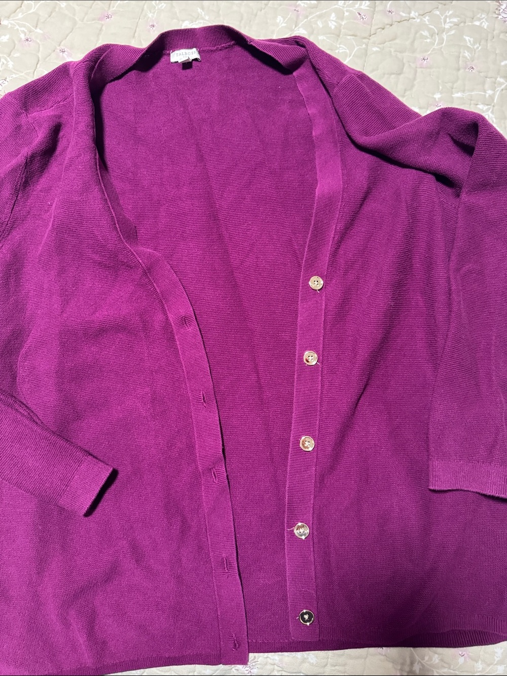 Talbots Magenta Open-Front Cardigan Sweater